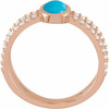 Rose Gold 14 Karat Natural Turquoise and 0.37 Carat Natural Diamond Ring