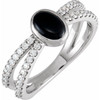 Sterling Silver Natural Black Onyx and 0.37 Carat Natural Diamond Ring