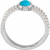 White Gold Ring 14 Karat Natural Turquoise and 0.37 Carat Natural Diamond Ring