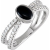 Platinum Natural Black Onyx and 0.37 Carat Natural Diamond Ring