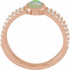 Rose Gold 14 Karat Natural White Ethiopian Fire Opal and 0.37 Carat Natural Diamond Ring