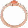 Rose Gold 14 Karat Natural Pink Coral and 0.37 Carat Natural Diamond Ring