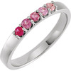 14 Karat White Gold Natural Pink Multi-Gemstone Midi Ring