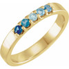 14 Karat Yellow Gold Natural Blue Multi-Gemstone Midi Ring