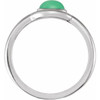 Platinum Natural Green Chrysoprase Bezel Set Cabochon Ring