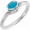 White Gold Ring 14 Karat Natural Turquoise Bezel Set Cabochon Ring