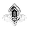 White Gold Ring 14 Karat Natural Black Onyx Geometric Ring