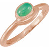 Rose Gold 14 Karat Natural Green Chrysoprase Bezel Set Cabochon Ring