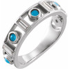 White Gold Ring 14 Karat Natural Turquoise and 0.25 Carat Natural Diamond Bezel Set ring