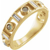 Yellow Gold Ring 14 Karat Natural White Fire Opal and 0.25 Carat Natural Diamond Bezel Set ring