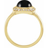 Yellow Gold Ring 14 Karat Natural Black Onyx and 00.17 Carat Natural Diamond Halo Style Ring