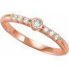 Rose Gold 14 Karat Natural Moonstone and 00.17 Carat Natural Diamond Stackable Ring