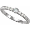 Platinum Natural Moonstone and 00.17 Carat Natural Diamond Stackable Ring