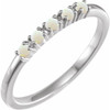 Platinum Natural White Fire Opal Stackable Ring