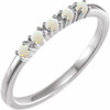 Sterling Silver Natural White Fire Opal Stackable Ring