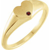 Yellow Gold Ring 14 Karat Natural Mozambique Garnet Heart Signet Ring