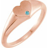 Rose Gold 14 Karat Natural Blue  Zircon Heart Signet Ring