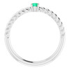 Platinum 3 mm Natural Emerald Solitaire Rope Ring