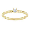 14 Karat Yellow Gold 0.10 Carat Natural Diamond Solitaire Rope Ring