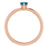 Rose Gold 14 Karat Natural London Blue Topaz Heart Solitaire Ring