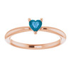Rose Gold 14 Karat Natural London Blue Topaz Heart Solitaire Ring