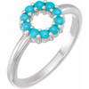 White Gold Ring 14 Karat Natural Turquoise Cabochon Halo Style Ring