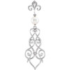 14 Karat White Gold Cultured Akoya Pearl Fleur de lis Scroll Pendant