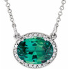 Shop 14 Karat White Gold Emerald and .05 Carat Diamond 16.5 inch Necklace