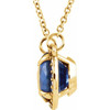14 Karat Yellow Gold 7mm Round Blue Sapphire and .04 Carat Diamond 16 inch Necklace