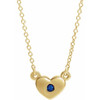 Created Sapphire Necklace in 14 Karat Yellow Gold Created Sapphire Heart 16 inch Necklace