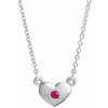 Sterling Silver Natural Ruby Heart 16 inch Necklace