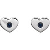 Sterling Silver Blue Sapphire Heart Earrings