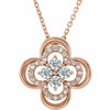 14 Karat Rose Gold 0.33  Carat Diamond Clover 18 inch Necklace