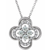 Platinum 0.33 Carat Natural Diamond Clover 18 inch Necklace