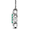 14 Karat White Gold Lab Grown Emerald and 0.10 Carat Natural Diamond Clover 18 inch Necklace