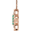 14 Karat Rose Gold Lab Grown Emerald and 0.10 Carat Natural Diamond Clover 18 inch Necklace