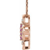 14 Karat Rose Gold Pink Tourmaline and 0.10 Carat Diamond Clover 18 inch Necklace