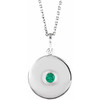 Lab Grown Emerald Gem set in 14 Karat White GoldDisc 16 inch Necklace