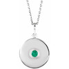 Created Emerald Necklace in Platinum Lab Emerald Disc 16 inch Necklace