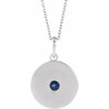 Created Sapphire Necklace in 14 Karat White Gold Lab Sapphire Disc 16 inch Necklace