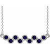 Sapphire Necklace in 14 Karat White Gold  Sapphire Bezel Set Bar 16 inch Necklace