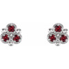 Sterling Silver Grown Ruby Three Stone Earrings