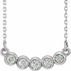 14K White .07 Carat Natural Diamond Bezel Set 16 inch Necklace
