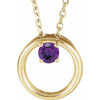 14 Karat Yellow Gold Amethyst Circle 16 inch Necklace