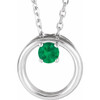 Platinum Natural Emerald Circle 16 inch Necklace