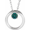 14 Karat White Gold Lab Grown Alexandrite Circle 16 inch Necklace