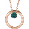 14 Karat Rose Gold Lab Grown Alexandrite Circle 16 inch Necklace