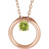 14 Karat Rose Gold Peridot Circle 16 inch Necklace