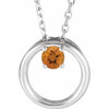 Platinum  Citrine Circle 16 inch Necklace