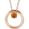 14 Karat Rose Gold Citrine Circle 16 inch Necklace